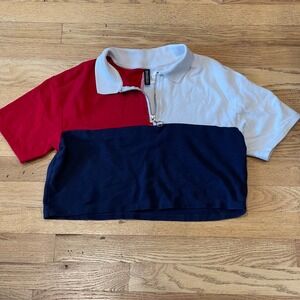 Preppy 90s Y2K Colorblock Crop Top Polo Indie Sleaze Tennis Core Sporty Tee